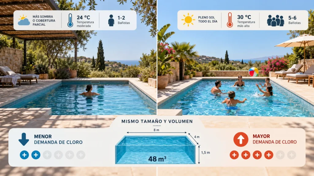 How the sun, temperature and bathers influence the choice of a salt chlorinator